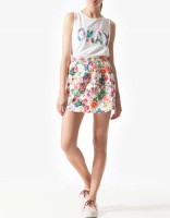 Falda evasé estampada 